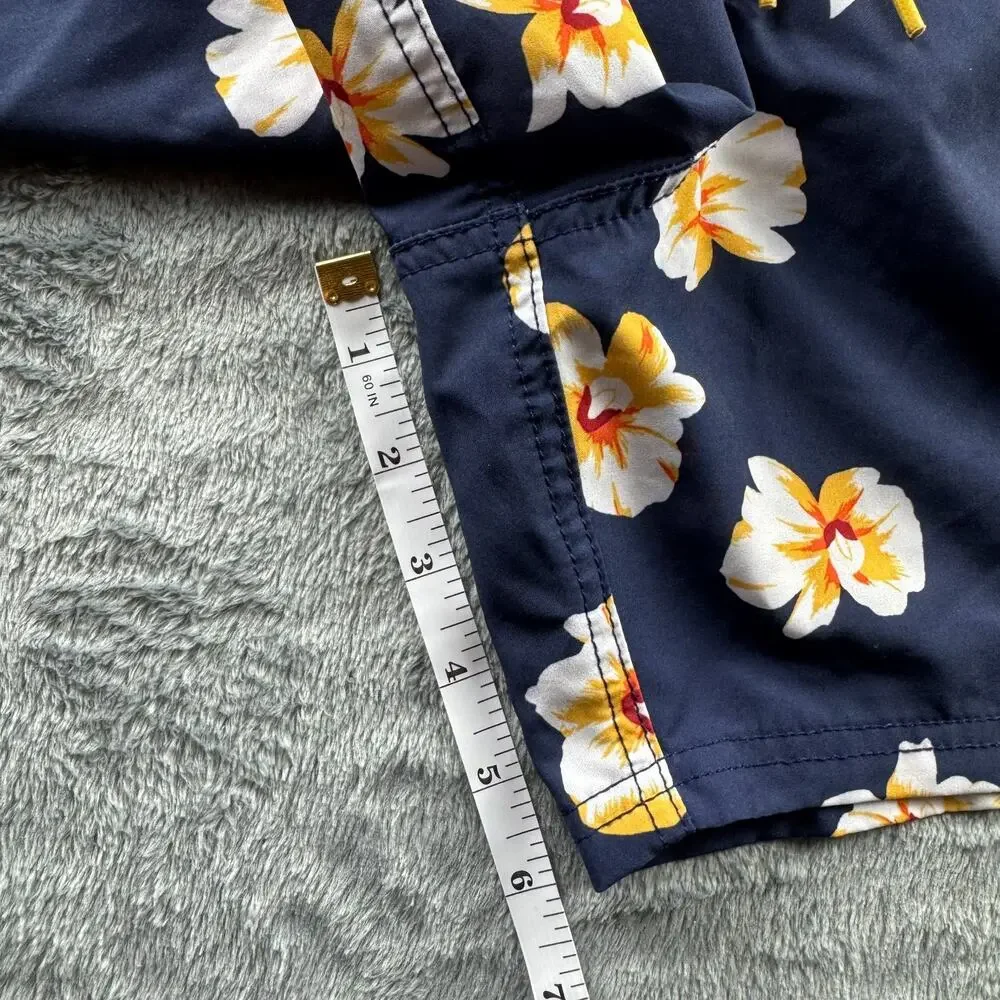 J.Crew Flex Swimwear Swim Trunks Men's Large Navy Floral Mesh Brief Lined Beach